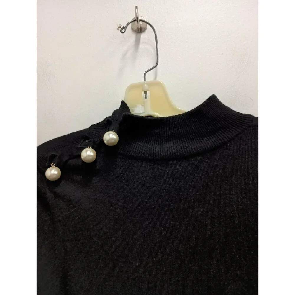 Kate Spade Broome Street Sweater Womens Medium‎ Black Wool Blend Lace Hem